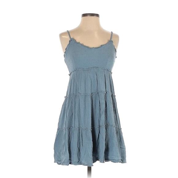 Sim & Sam Dusty Blue spaghetti adjustable strap mini dress - Picture 1 of 6